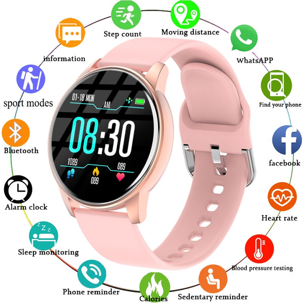 SMARTWATCH FOR ANDROID IOS WITH REAL-TIME WEATHER FORECAST, ACTIVITY TRACKER, HEART RATE MONITOR, AND MANY