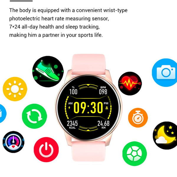 SMARTWATCH FOR ANDROID IOS WITH REAL-TIME WEATHER FORECAST, ACTIVITY TRACKER, HEART RATE MONITOR, AND MANY