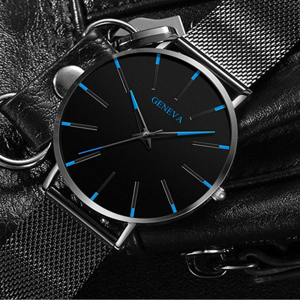 2021 Men's Elegant Ultra Thin Watch Business Class Luxury Stainless Steel Mesh Quartz Watch