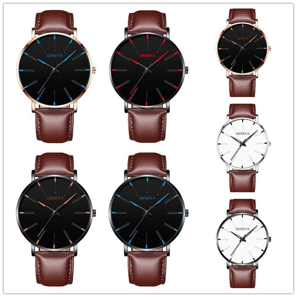 2021 Men's Elegant Ultra Thin Watch Business Class Luxury Stainless Steel Mesh Quartz Watch