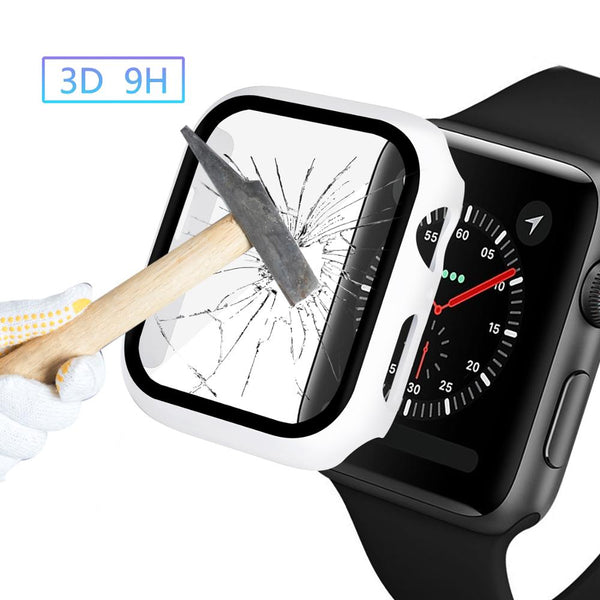 GLASS CASE FOR APPLE WATCH SERIES 3 4 5 6 IWATCH CASE 38MM 40MM 42MM 44MM BUMPER SCREEN PROTECTOR APPLE WATCH COVER ACCESSORIES