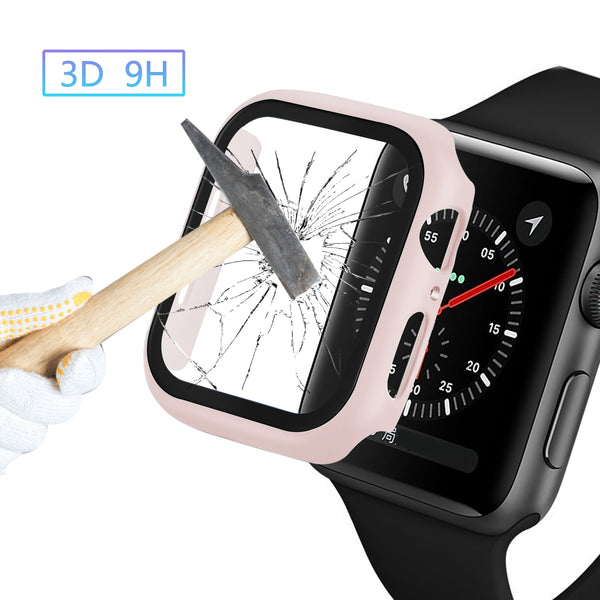 GLASS CASE FOR APPLE WATCH SERIES 3 4 5 6 IWATCH CASE 38MM 40MM 42MM 44MM BUMPER SCREEN PROTECTOR APPLE WATCH COVER ACCESSORIES