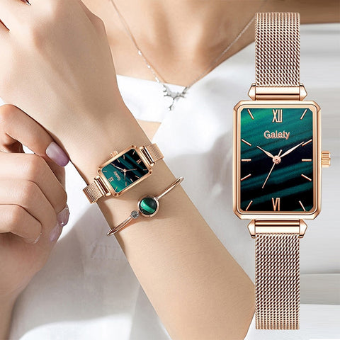 WOMEN FASHION QUARTZ WATCH WITH BRACELET SET FOR LUXURY LOOK