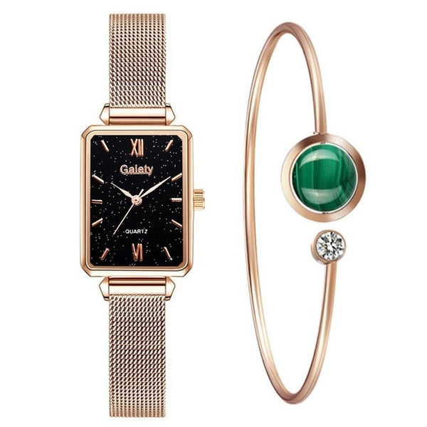 WOMEN FASHION QUARTZ WATCH WITH BRACELET SET FOR LUXURY LOOK