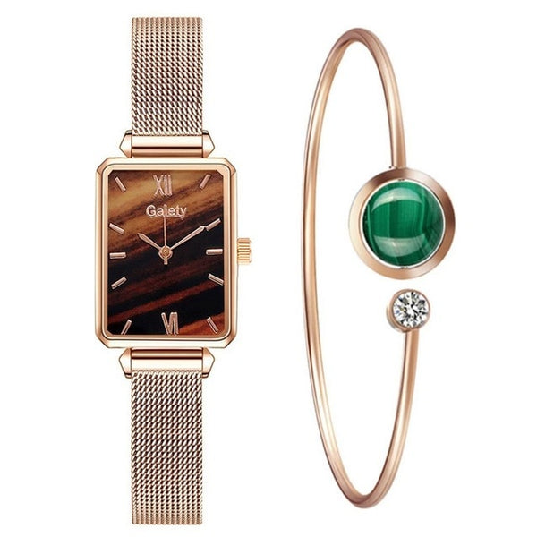 WOMEN FASHION QUARTZ WATCH WITH BRACELET SET FOR LUXURY LOOK