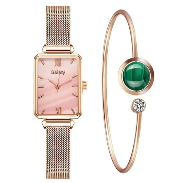 WOMEN FASHION QUARTZ WATCH WITH BRACELET SET FOR LUXURY LOOK