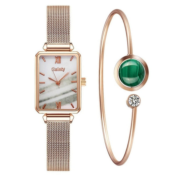 WOMEN FASHION QUARTZ WATCH WITH BRACELET SET FOR LUXURY LOOK