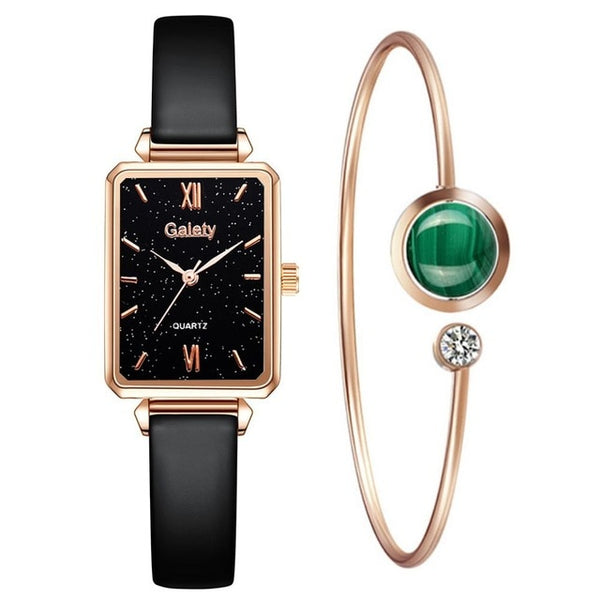 WOMEN FASHION QUARTZ WATCH WITH BRACELET SET FOR LUXURY LOOK