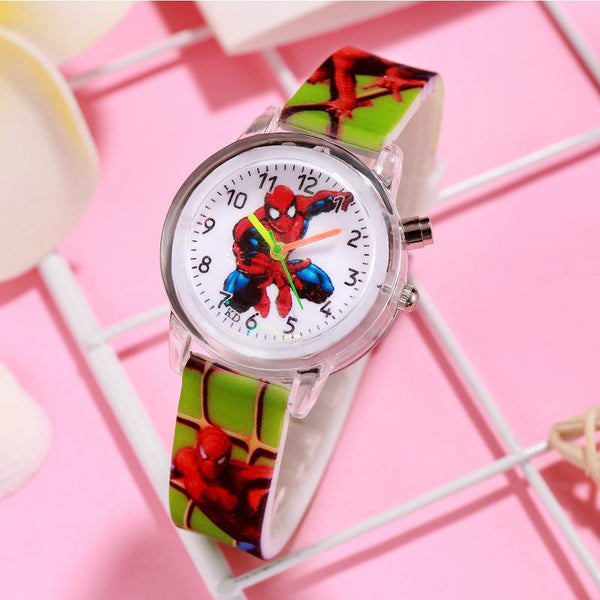 MARVEL COMIC CHARACTER SPIDERMAN KIDS QUARTZ WATCH WITH LEATHER BAND