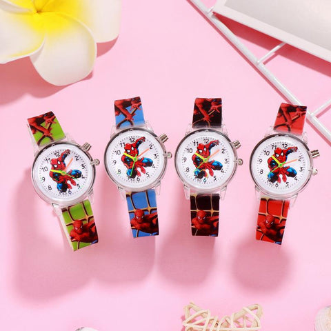 MARVEL COMIC CHARACTER SPIDERMAN KIDS QUARTZ WATCH WITH LEATHER BAND