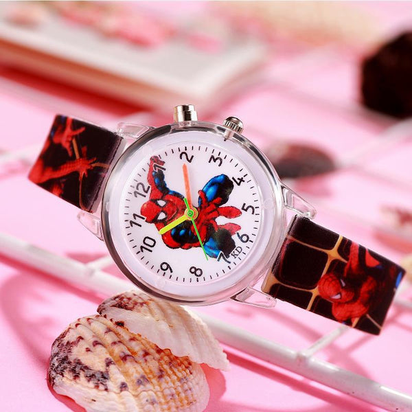 MARVEL COMIC CHARACTER SPIDERMAN KIDS QUARTZ WATCH WITH LEATHER BAND