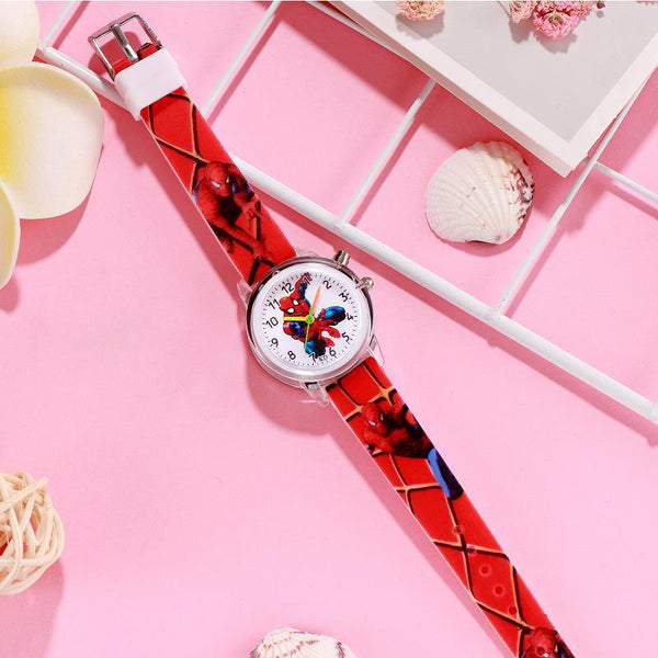 MARVEL COMIC CHARACTER SPIDERMAN KIDS QUARTZ WATCH WITH LEATHER BAND