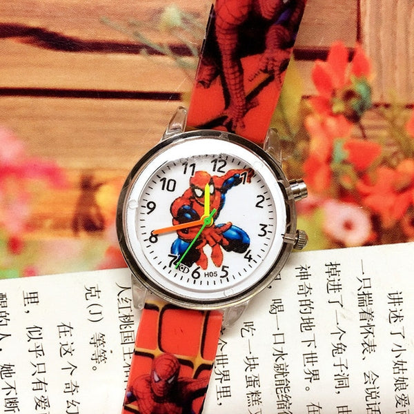 MARVEL COMIC CHARACTER SPIDERMAN KIDS QUARTZ WATCH WITH LEATHER BAND