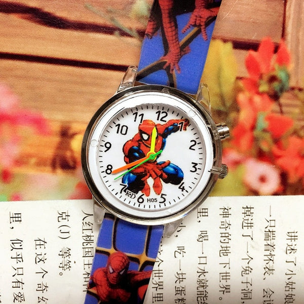 MARVEL COMIC CHARACTER SPIDERMAN KIDS QUARTZ WATCH WITH LEATHER BAND