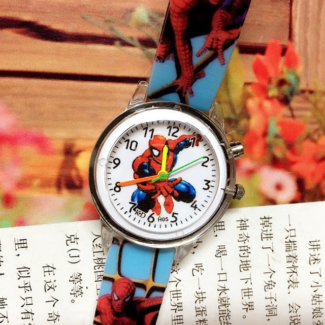 MARVEL COMIC CHARACTER SPIDERMAN KIDS QUARTZ WATCH WITH LEATHER BAND