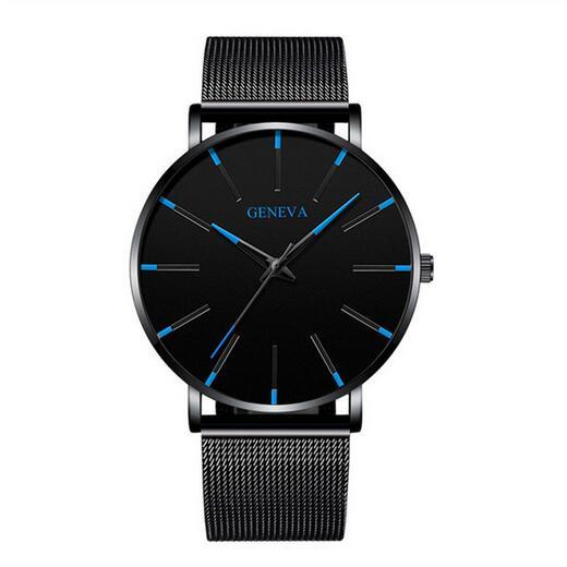 2021 Men's Elegant Ultra Thin Watch Business Class Luxury Stainless Steel Mesh Quartz Watch