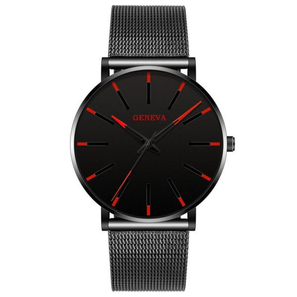 2021 Men's Elegant Ultra Thin Watch Business Class Luxury Stainless Steel Mesh Quartz Watch