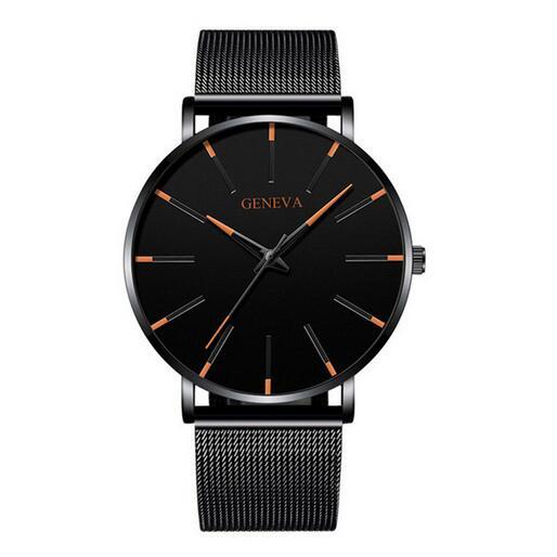 2021 Men's Elegant Ultra Thin Watch Business Class Luxury Stainless Steel Mesh Quartz Watch