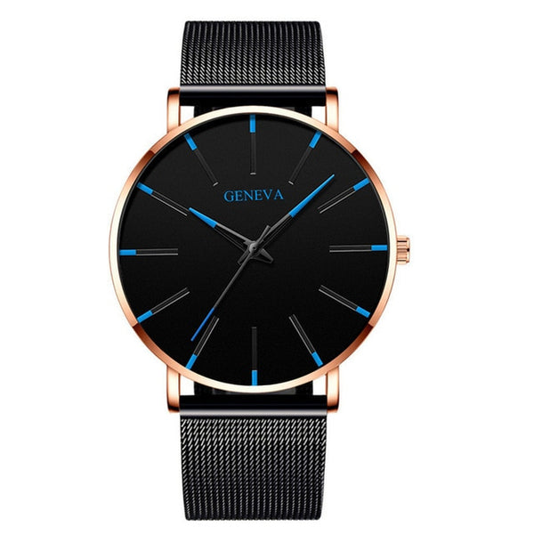 2021 Men's Elegant Ultra Thin Watch Business Class Luxury Stainless Steel Mesh Quartz Watch