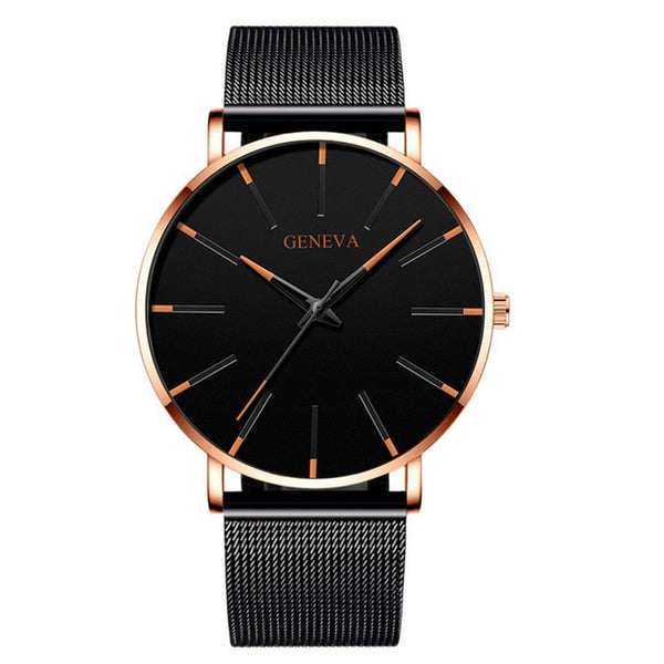 2021 Men's Elegant Ultra Thin Watch Business Class Luxury Stainless Steel Mesh Quartz Watch