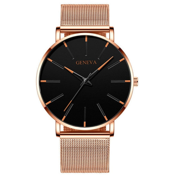 2021 Men's Elegant Ultra Thin Watch Business Class Luxury Stainless Steel Mesh Quartz Watch