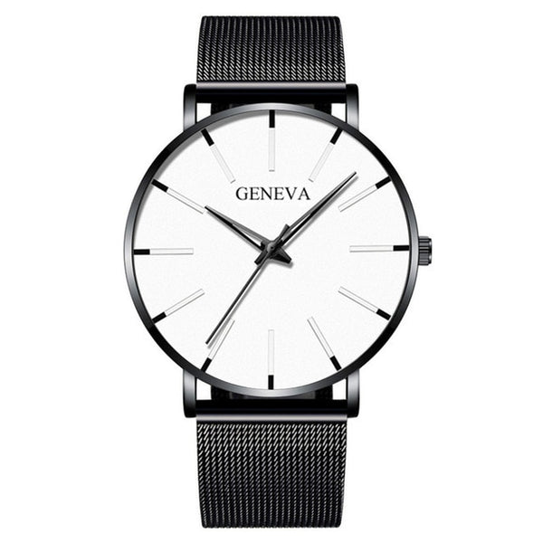 2021 Men's Elegant Ultra Thin Watch Business Class Luxury Stainless Steel Mesh Quartz Watch