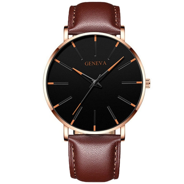 2021 Men's Elegant Ultra Thin Watch Business Class Luxury Stainless Steel Mesh Quartz Watch