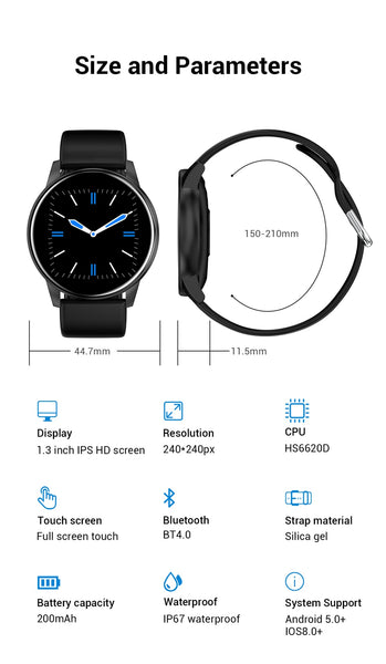 SMARTWATCH FOR ANDROID IOS WITH REAL-TIME WEATHER FORECAST, ACTIVITY TRACKER, HEART RATE MONITOR, AND MANY