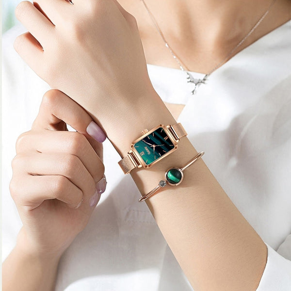 WOMEN FASHION QUARTZ WATCH WITH BRACELET SET FOR LUXURY LOOK